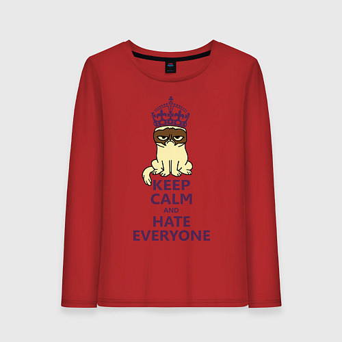 Женский лонгслив Keep Calm & Hate Everyone / Красный – фото 1