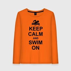 Лонгслив хлопковый женский Keep Calm & Swim On, цвет: оранжевый