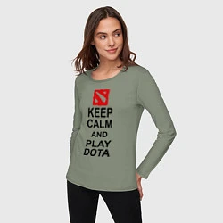 Лонгслив хлопковый женский Keep Calm & Play Dota, цвет: авокадо — фото 2