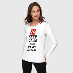Лонгслив хлопковый женский Keep Calm & Play Dota, цвет: белый — фото 2