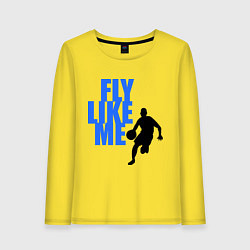 Лонгслив хлопковый женский Fly like me, цвет: желтый