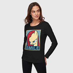 Лонгслив хлопковый женский MLP: Smile, цвет: черный — фото 2