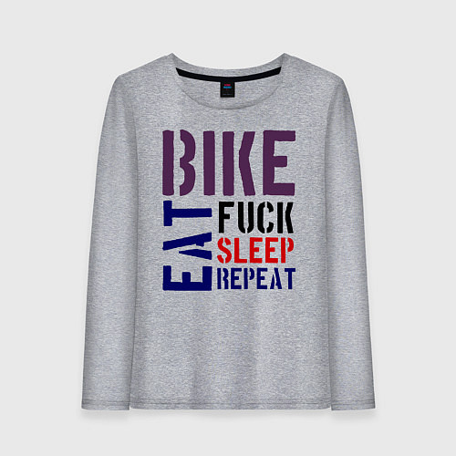 Женский лонгслив Bike eat sleep repeat / Меланж – фото 1