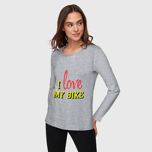Женский лонгслив I love my bike / Меланж – фото 3