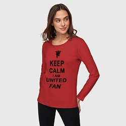 Лонгслив хлопковый женский Keep Calm & United fan, цвет: красный — фото 2
