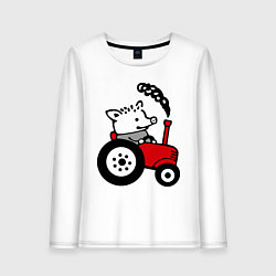 Лонгслив хлопковый женский Поросенок Петр, цвет: белый
