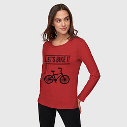 Лонгслив хлопковый женский Lets bike it, цвет: красный — фото 2