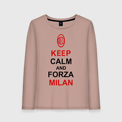 Лонгслив хлопковый женский Keep Calm & Forza Milan, цвет: пыльно-розовый