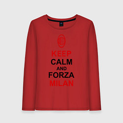 Лонгслив хлопковый женский Keep Calm & Forza Milan, цвет: красный