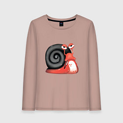 Лонгслив хлопковый женский Боевая улитка, цвет: пыльно-розовый