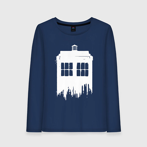 Женский лонгслив Тардис white - Доктор Кто / Тёмно-синий – фото 1