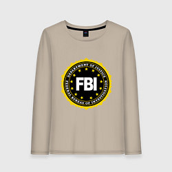Лонгслив хлопковый женский FBI Departament, цвет: миндальный