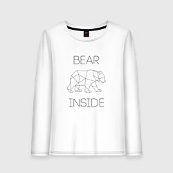 Лонгслив хлопковый женский Bear Inside, цвет: белый