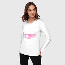 Лонгслив хлопковый женский Fitness girl цвета белый — фото 2