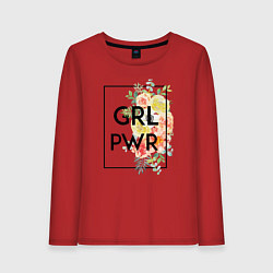 Лонгслив хлопковый женский GRL PWR, цвет: красный