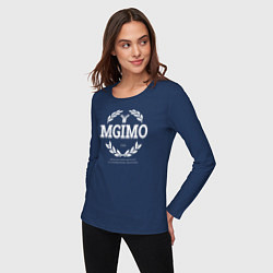 Лонгслив хлопковый женский MGIMO, цвет: тёмно-синий — фото 2