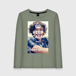 Лонгслив хлопковый женский Keep Calm & Love Harry Styles, цвет: авокадо