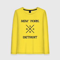 Лонгслив хлопковый женский NY Detroit, цвет: желтый