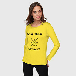 Лонгслив хлопковый женский NY Detroit, цвет: желтый — фото 2