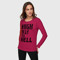 Лонгслив хлопковый женский High way to hell, цвет: маджента — фото 2