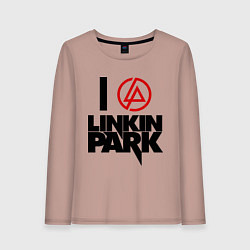 Лонгслив хлопковый женский I love Linkin Park, цвет: пыльно-розовый