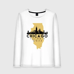 Лонгслив хлопковый женский Чикаго - США, цвет: белый