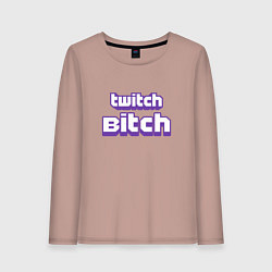 Лонгслив хлопковый женский Twitch Bitch, цвет: пыльно-розовый