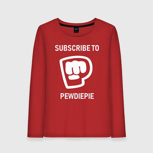 Женский лонгслив Subscribe to PewDiePie / Красный – фото 1