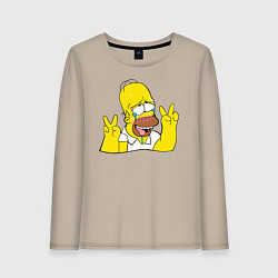 Лонгслив хлопковый женский Homer Ahegao, цвет: миндальный