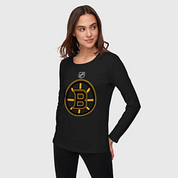 Лонгслив хлопковый женский Boston Bruins NHL, цвет: черный — фото 2