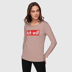 Лонгслив хлопковый женский Ich will, цвет: пыльно-розовый — фото 2