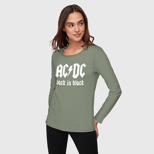 Женский лонгслив ACDC BACK IN BLACK / Авокадо – фото 3