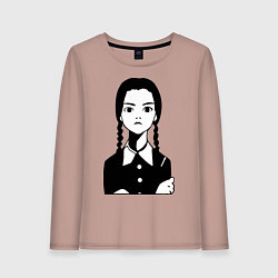 Лонгслив хлопковый женский Wednesday Addams, цвет: пыльно-розовый