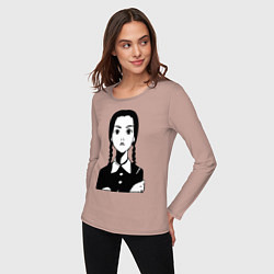 Лонгслив хлопковый женский Wednesday Addams, цвет: пыльно-розовый — фото 2