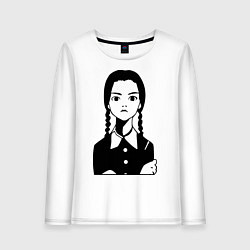Лонгслив хлопковый женский Wednesday Addams, цвет: белый