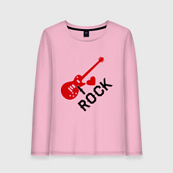 Лонгслив хлопковый женский Я люблю рок, цвет: светло-розовый