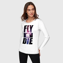 Лонгслив хлопковый женский Fly or Die: Space, цвет: белый — фото 2