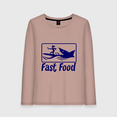 Женский лонгслив Shark fast food / Пыльно-розовый – фото 1