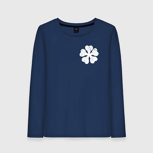 Женский лонгслив ЧЁРНЫЙ КЛЕВЕР НА СПИНЕ / Тёмно-синий – фото 1