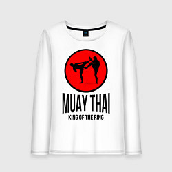 Лонгслив хлопковый женский Muay thai fighters, цвет: белый