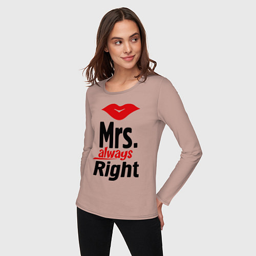 Женский лонгслив Mrs. always right / Пыльно-розовый – фото 3