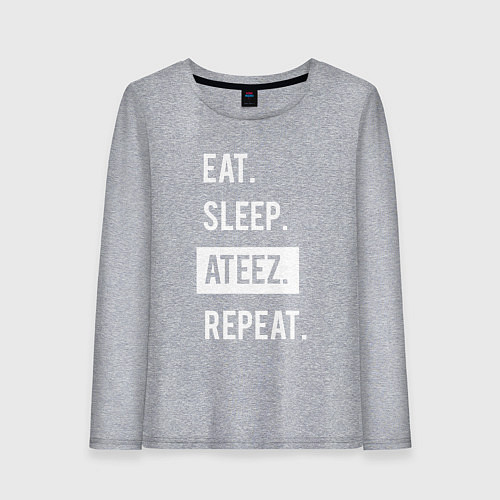 Женский лонгслив ЕСТЬ СПАТЬ ATEEZ ПОВТОРИТЬ / Меланж – фото 1