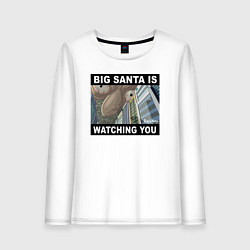 Лонгслив хлопковый женский BIG SANTA IS WATCHING YOU, цвет: белый