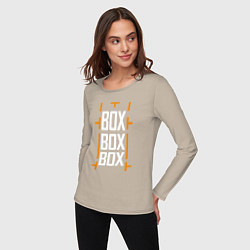 Лонгслив хлопковый женский Box box box, цвет: миндальный — фото 2