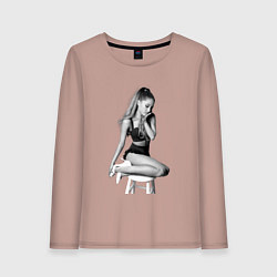 Лонгслив хлопковый женский ARIANA GRANDE, цвет: пыльно-розовый