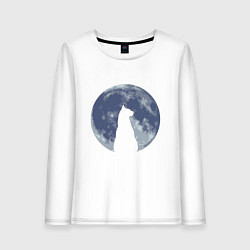 Лонгслив хлопковый женский Night Cat, цвет: белый