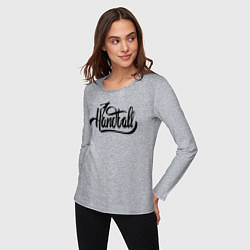 Лонгслив хлопковый женский Handball lettering, цвет: меланж — фото 2