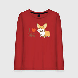 Лонгслив хлопковый женский I LOVE CORGI, цвет: красный