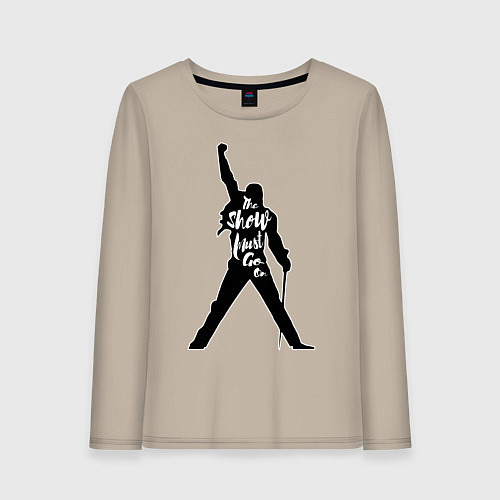 Женский лонгслив Queen - The Show Must Go On / Миндальный – фото 1