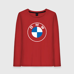 Лонгслив хлопковый женский BMW LOGO 2020, цвет: красный